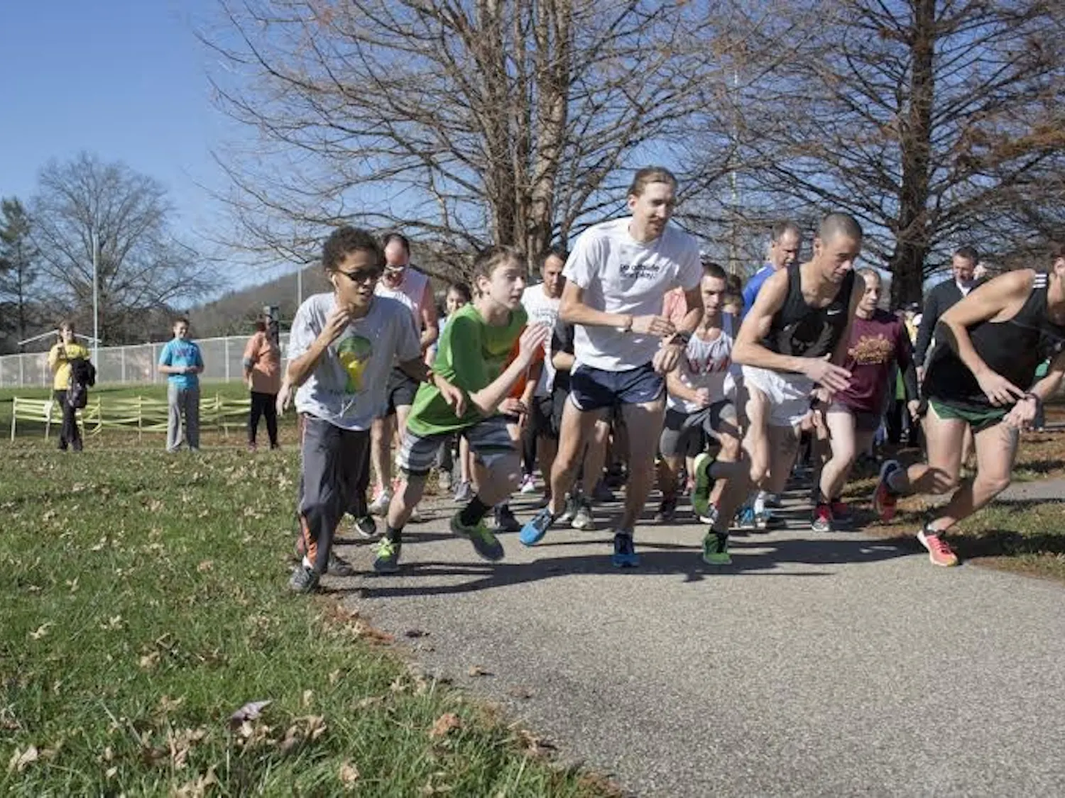 Runners jump from the start to try and claim victory at last year's Pumpkin Hustle. Provided via Sherri Brown.