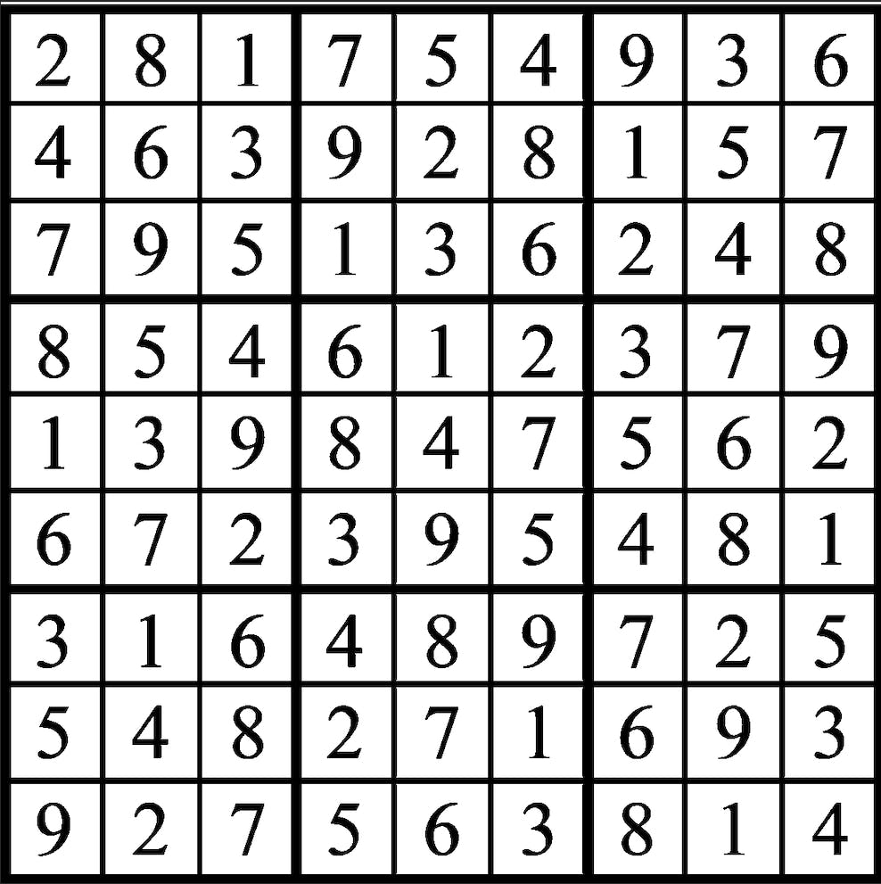 Sudoku solutions