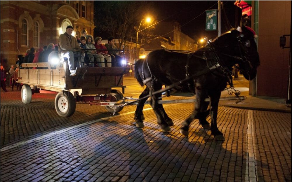 John Hutchison takes riders for a stroll down Court Street (Provided via John Hutchison).&nbsp;