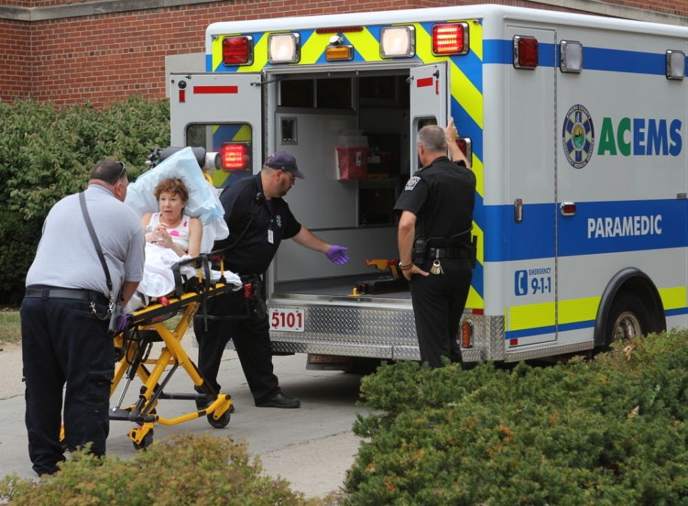 Woman in transit to O'Bleness Memorial Hospital  