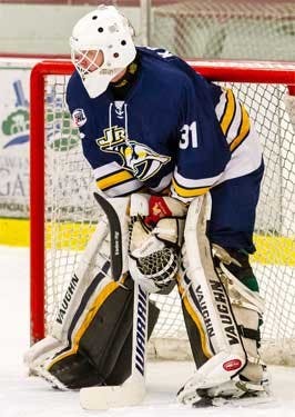 Mason Koster in net for the Nashville Jr. Predators, his NA3HL team. (photo via&nbsp;na3hl.com)
