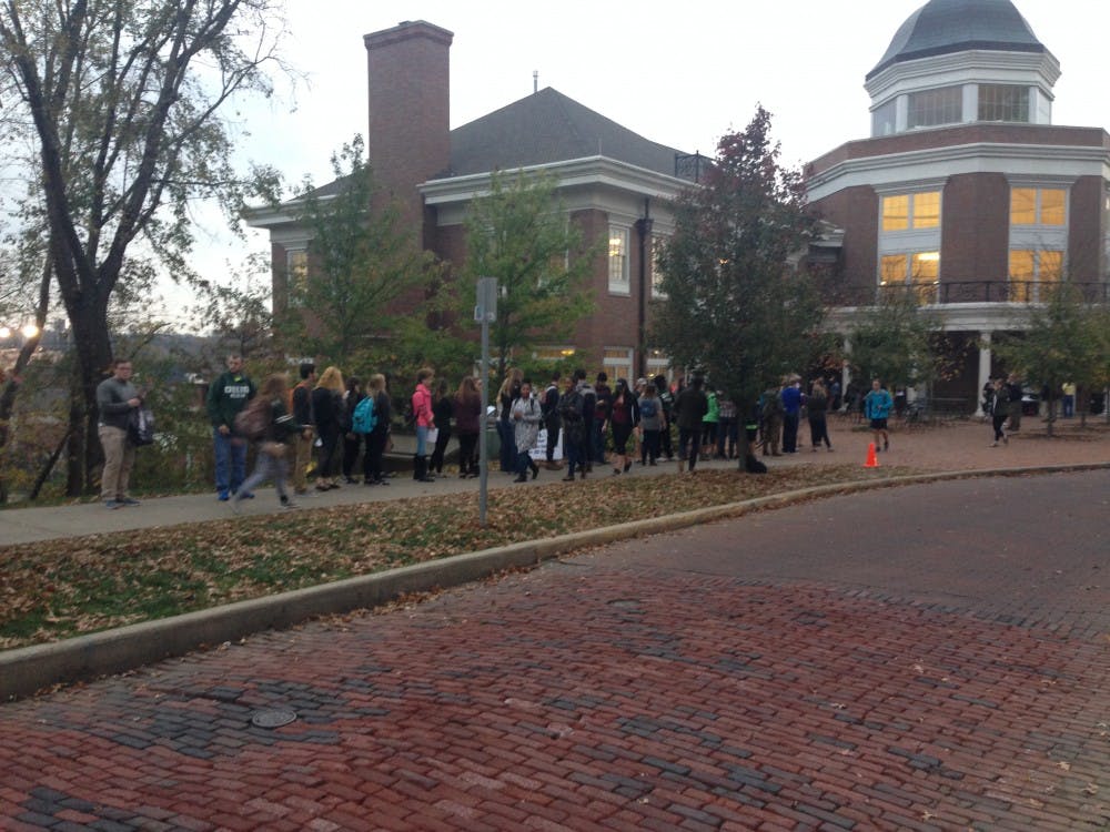 Voting lines for Baker Center extended out to Park Place on Tuesday.