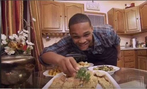 Justin Ballenger, a 16-year old contestant on Chopped Teen Tournament, presents food via Facebook.