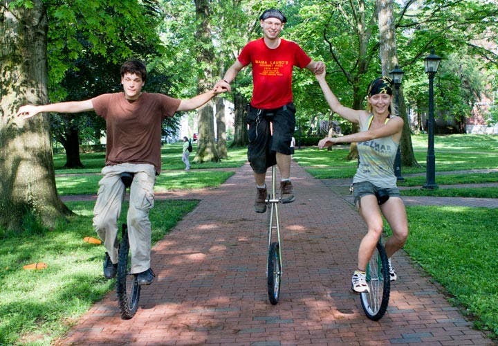 Unicyclists wheelin' and dealin' through Athens  