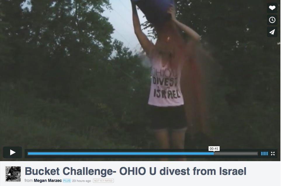 Screen grab of Marzec's "bucket challenge"  