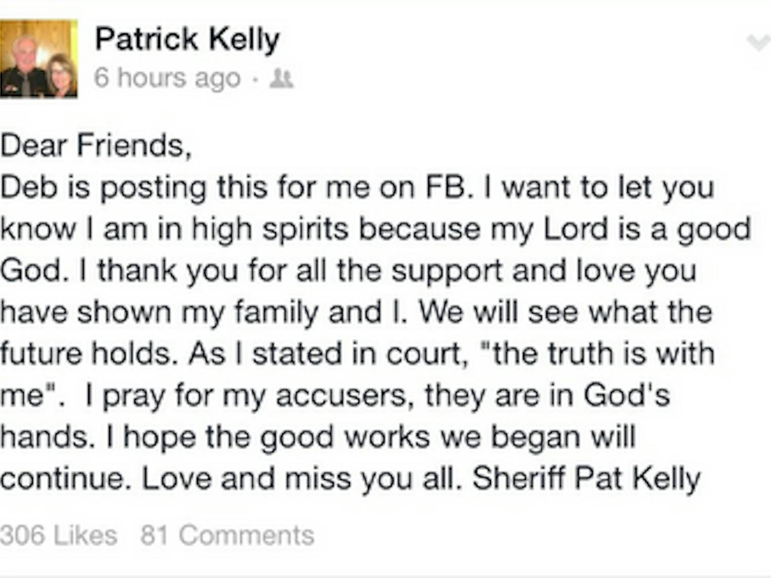 Pat Kelly Facebook status
