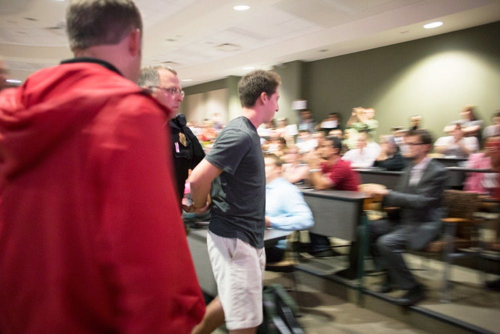 Student arrested during senate meeting  