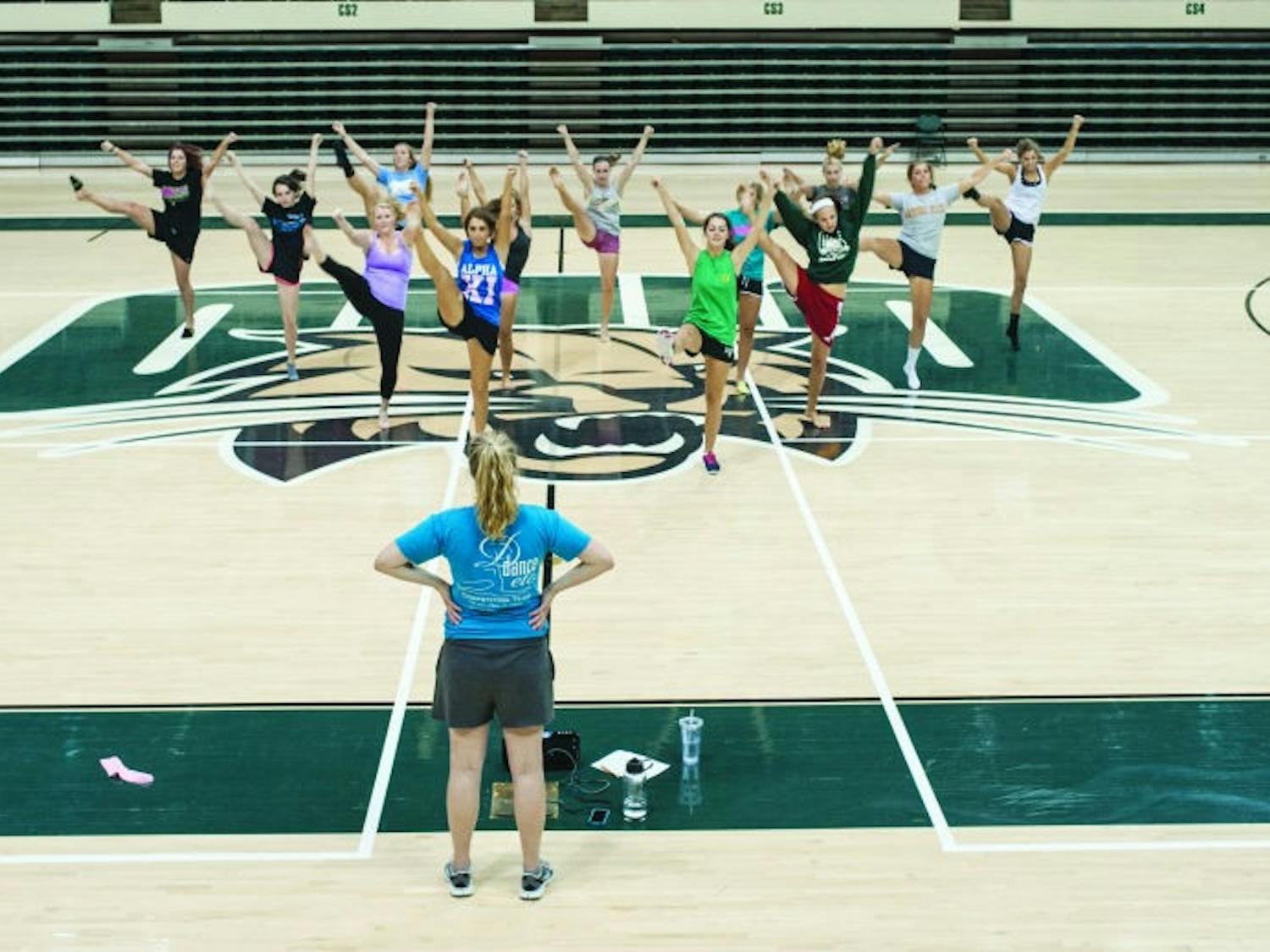 Immediately after tryouts, dance team already prepping routines