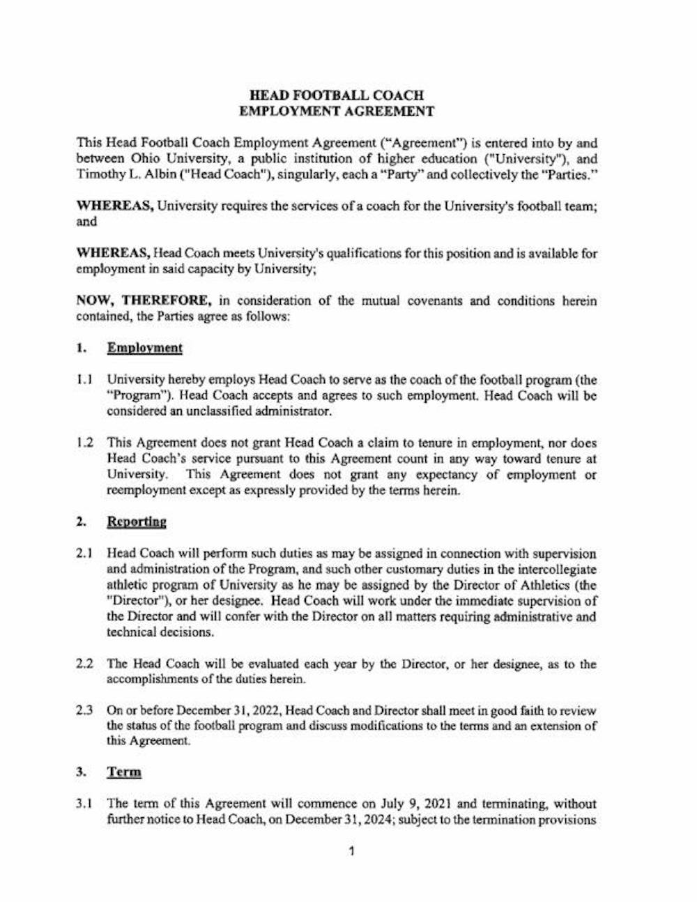 T Albin - Head Football Coach Employment Agreement - Final Executed - 071421_Redacted.pdf