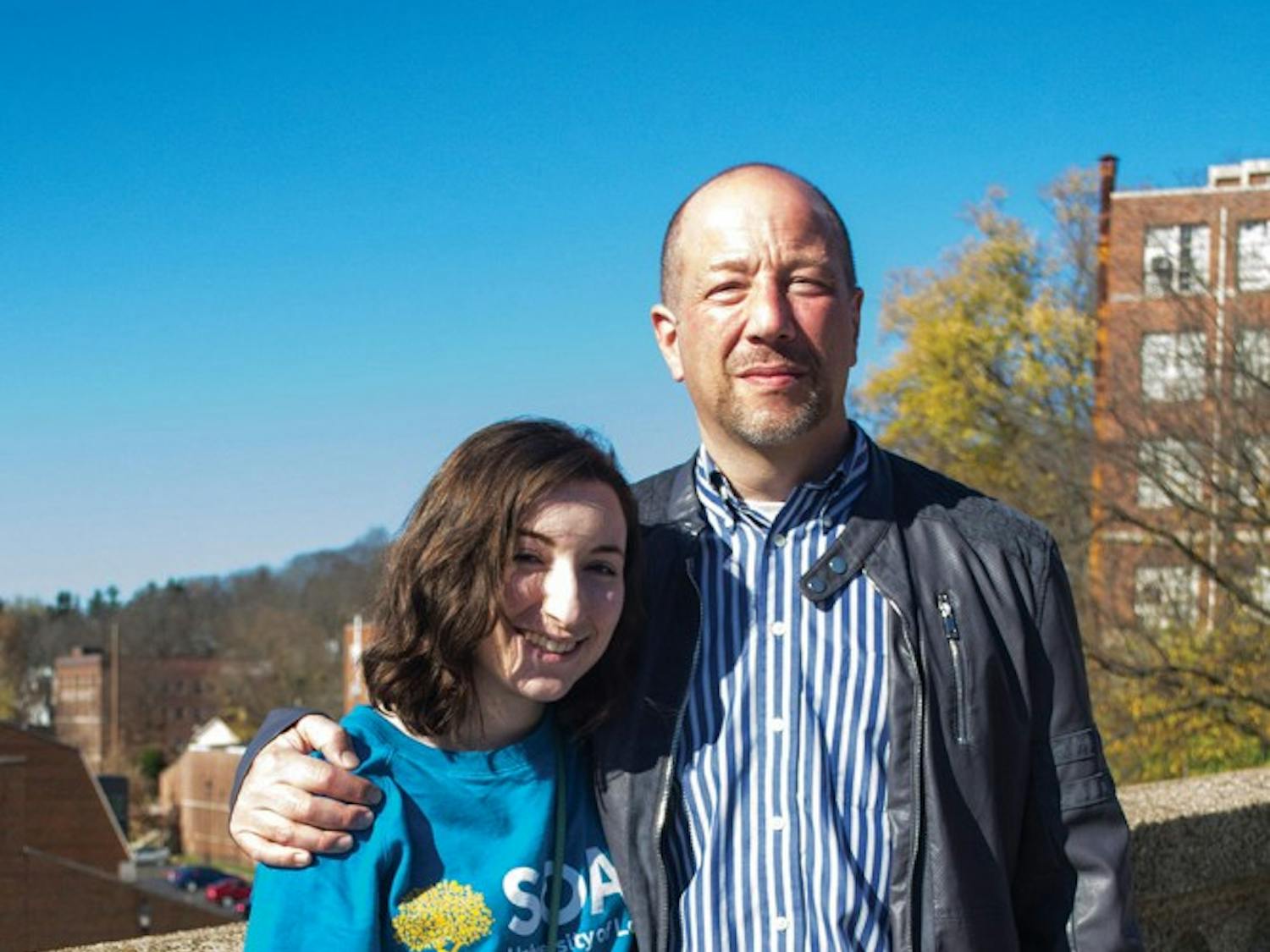 Emma Schultz, a freshman studying media and social change, and her dad, Mark Schultz  