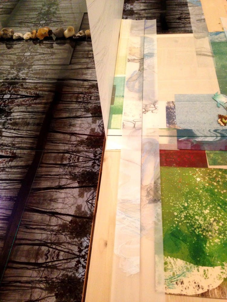 Mateo Galvano’s "Returners" is a mixed media art piece. Galvano will discuss his art in a "Noon Talk" on Friday. (PROVIDED VIA MATEO GALVANO)&nbsp;