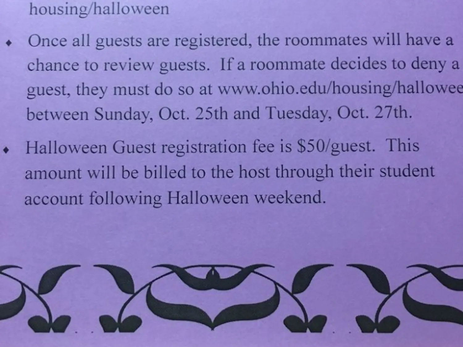 New Halloween guest fee