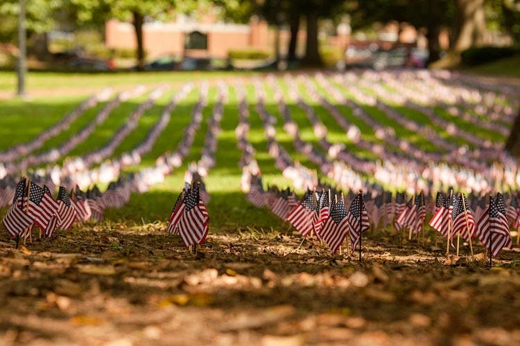College Republicans, Democrats assemble 3,000 flags to honor Sept. 11 victims  