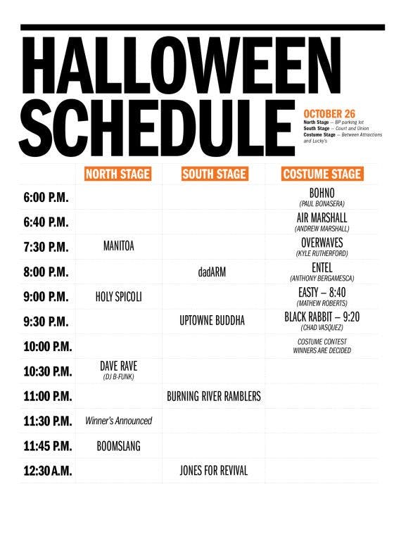 Halloween Block Party Schedule 2013  