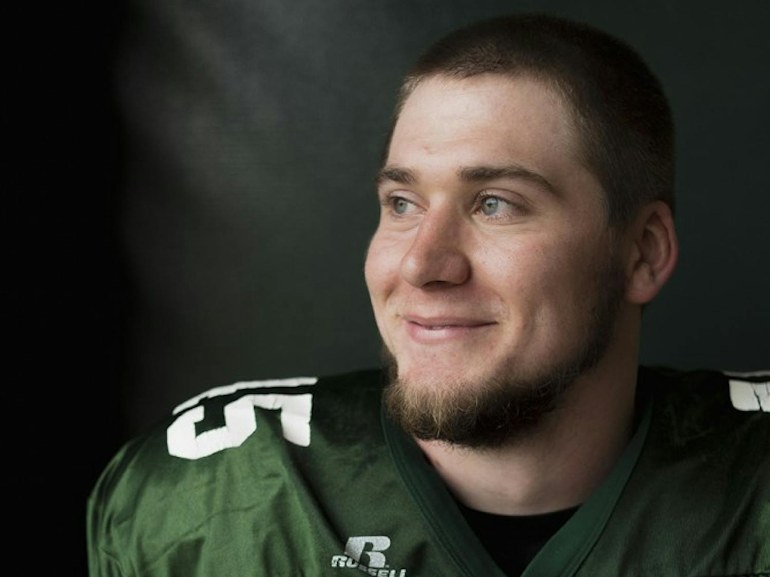 Ohio redshirt junior running back A.J. Ouellette poses for a portrait after practice in the Walter Fieldhouse on Mar. 30, 2017. After suffering a season-ending injury on the third play of the first game last season, Ouellette is primed for a breakout 2017 season.