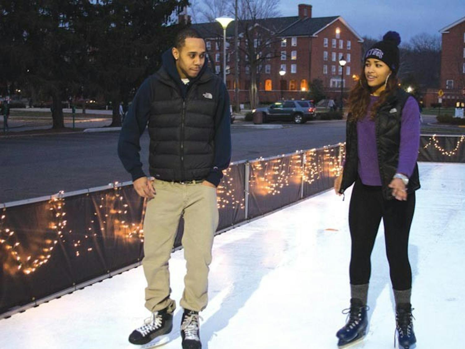 Parking lot plays host to holiday party, artificial ice rink