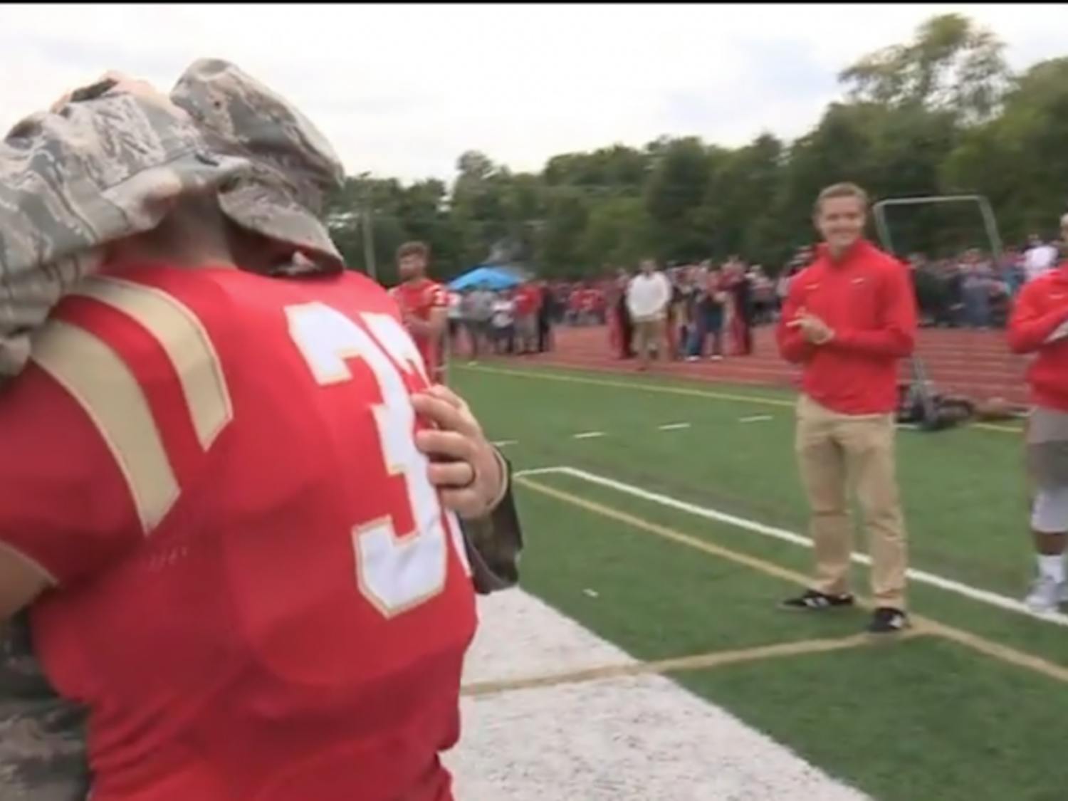 Senior football player Nick Toledo surprised by his&nbsp;brother who he hadn't seen in three years.