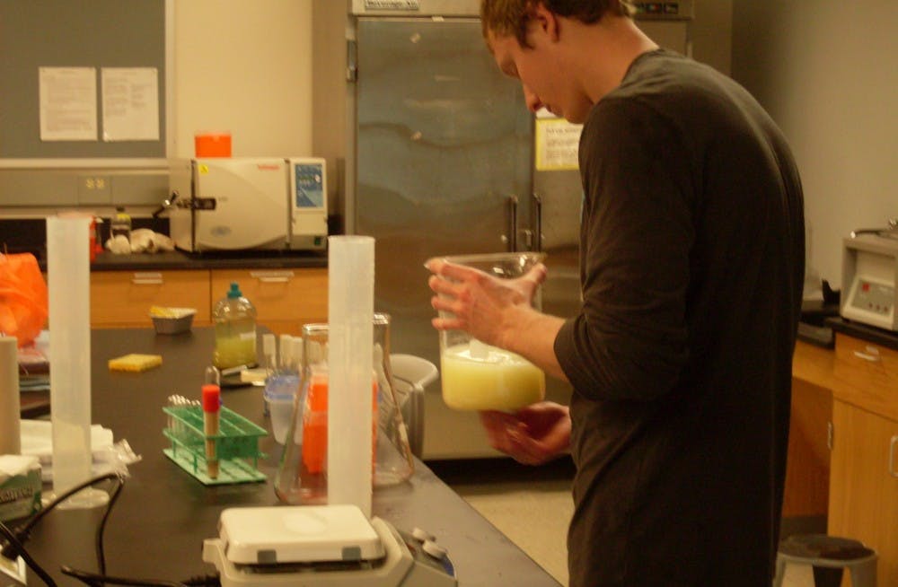 	<p>Bobby Geiger works in the chemistry lab at Otterbein. </p>