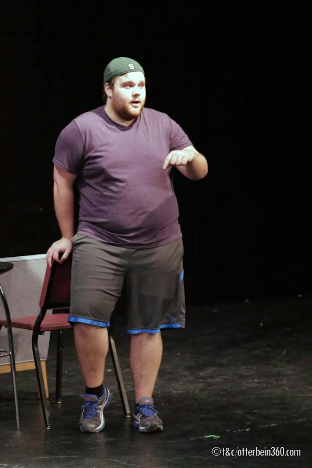 	<p>Student director Kyle Hanson communicates with his actors during a Festival rehearsal. </p>