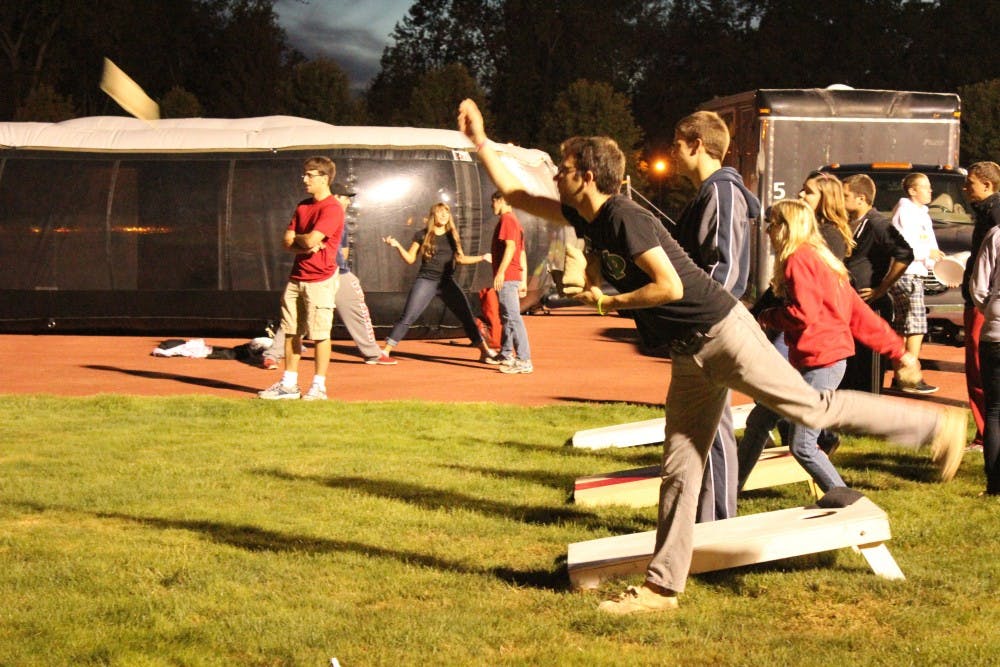 	<p>The latest Cardinal After Dark-sponsored event was called Bash at the Bein and featured Laser Tag (background) as well as cornhole, volleyball and other games all played on the football field.</p>