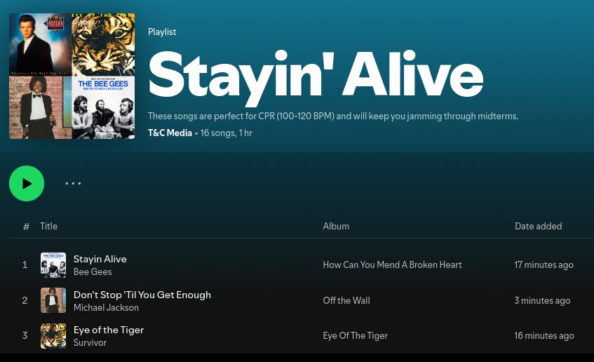 Stayin' Alive playlist