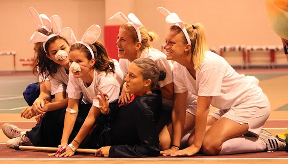 	<p>Some players dressed as Playboy Bunnies, while one player dressed as Hugh Hefner.</p>