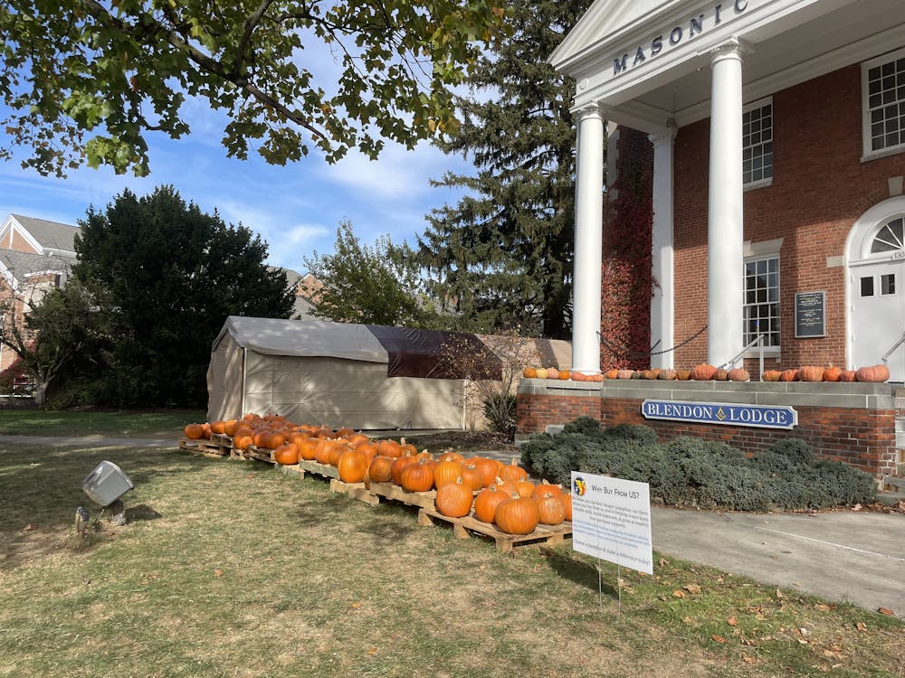 <p>Boy Scouts sell pumpkins outside of Westerville Library.</p>