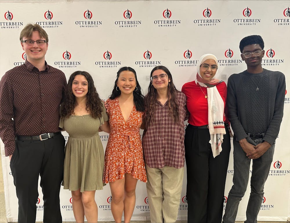 <p>The newly elected officers were together for the first time after being inaugurated. From left to right: Rowan Ratvasky, Mary Liddle, Claire Sauer, Lukas Patel, Yasmeen Khafagy, and D'Andre Person.</p>