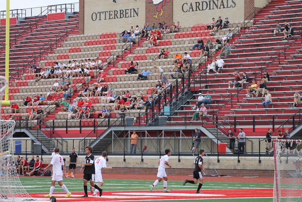 <p>Nearly empty stands at the men's soccer game between Otterbein and Ohio Wesleyan. </p>