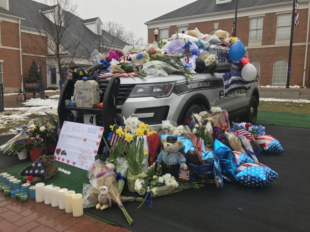 <p>Joering and Morelli's car placed outside of City Hall for commemoration.&nbsp;</p>