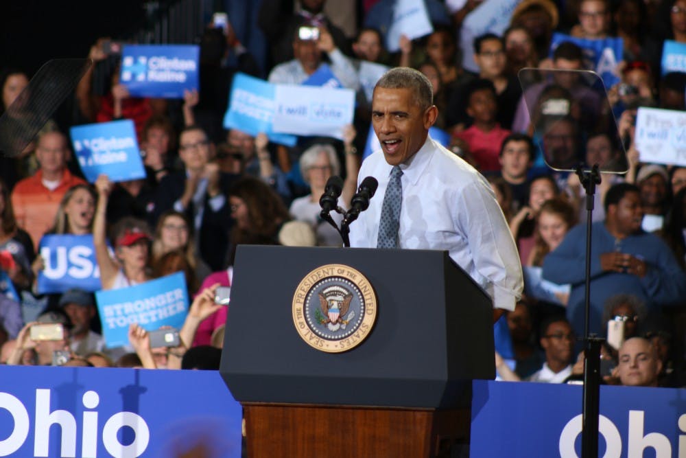 President Barack Obama speaks&nbsp;at Capital University.