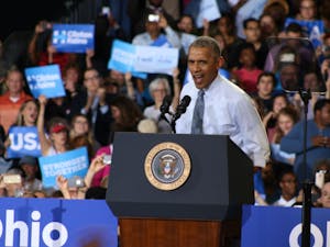 President Barack Obama speaks&nbsp;at Capital University.