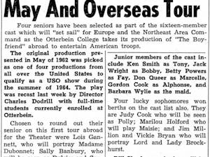Otterbein's theater production 'The Boy Friend' set sail during the summer of 1964 for USO shows to entertain the troops.