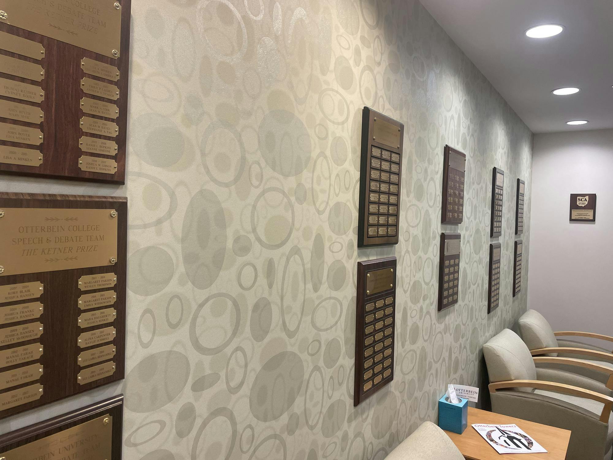 Arts and Communications Building display of award winners