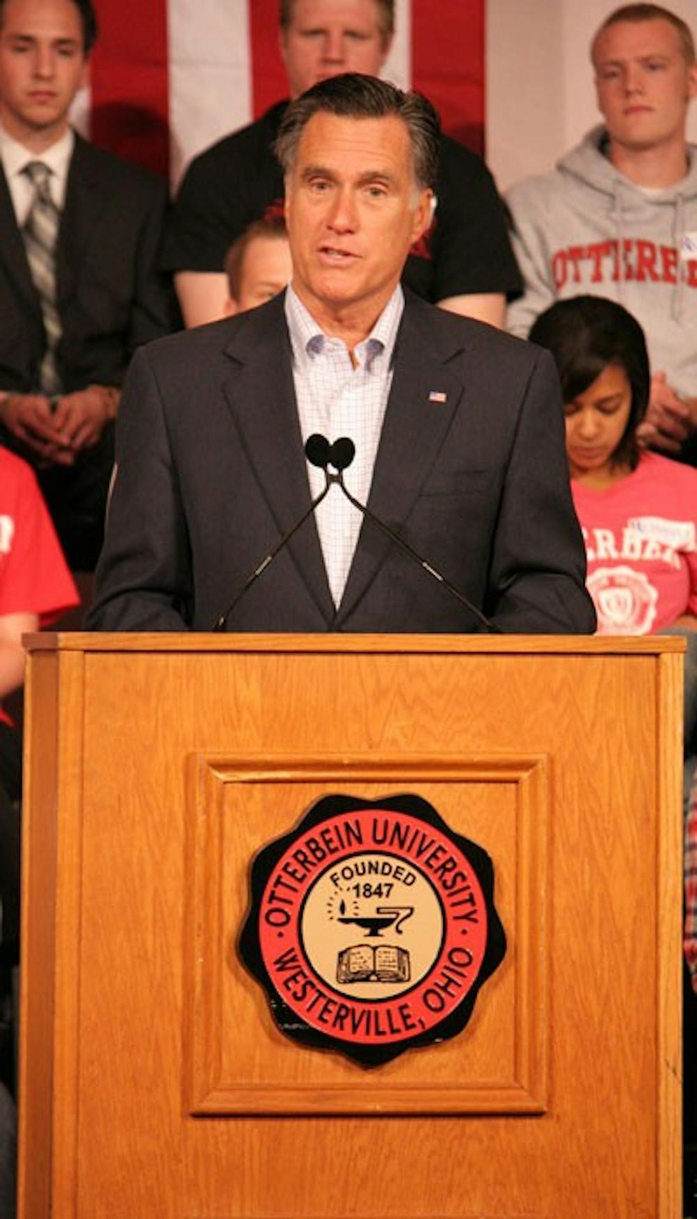 	<p>Romney speaks to Otterbein students.</p>