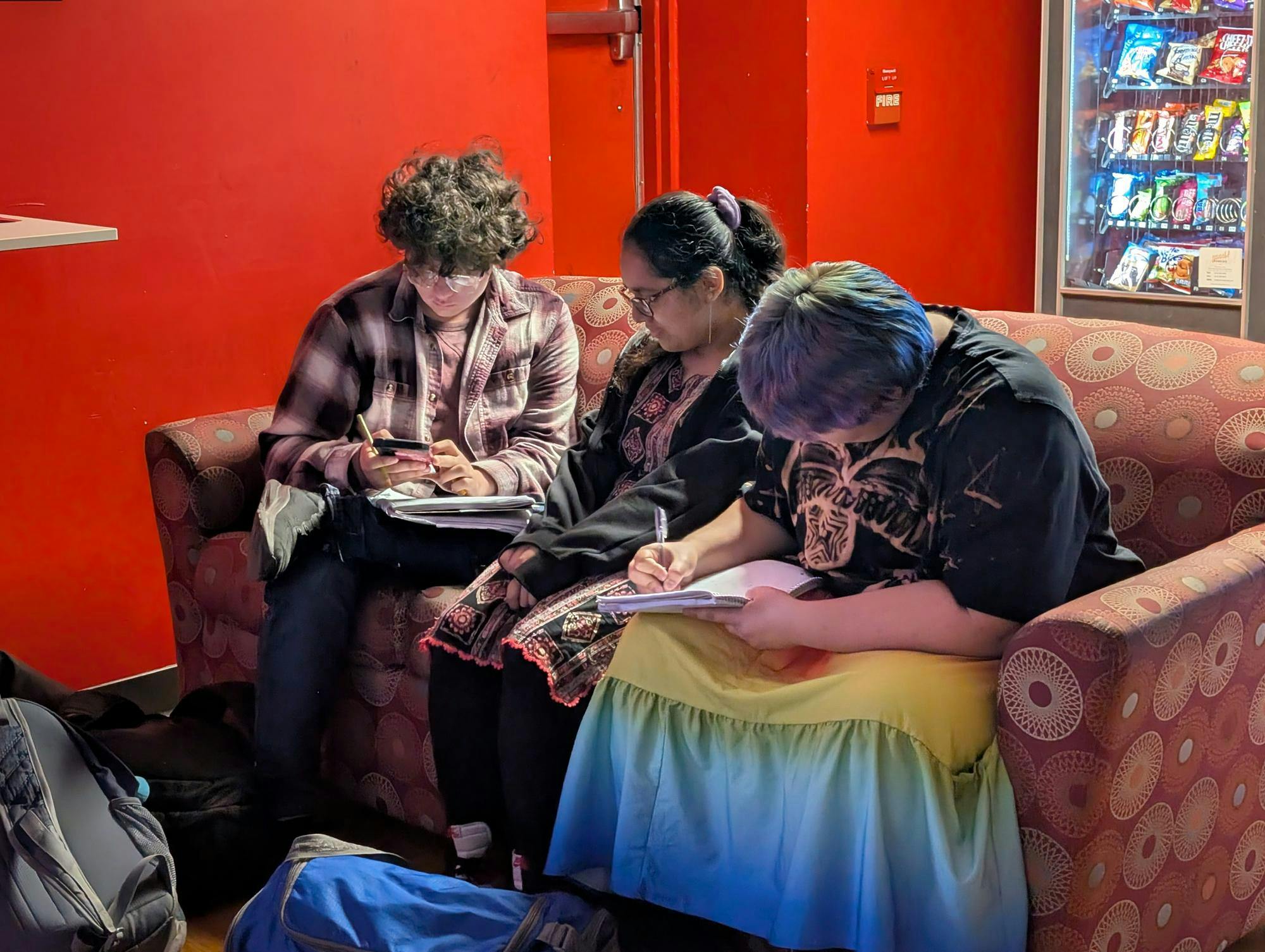 Students studying in commuter lounge