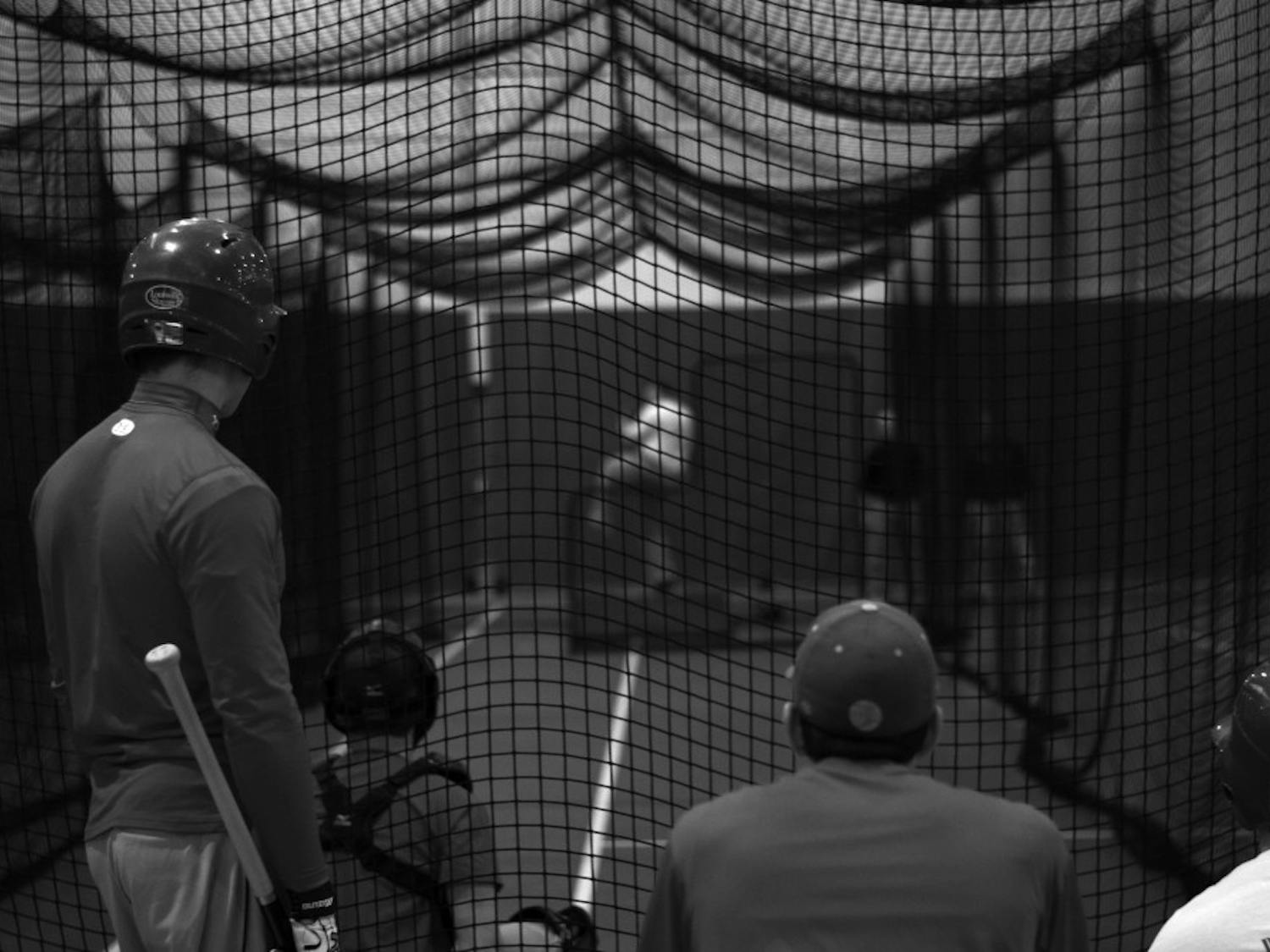 	The nets inside the Clements Center allow the baseball team to prepare for the season when it&#8217;s too cold to be outside.