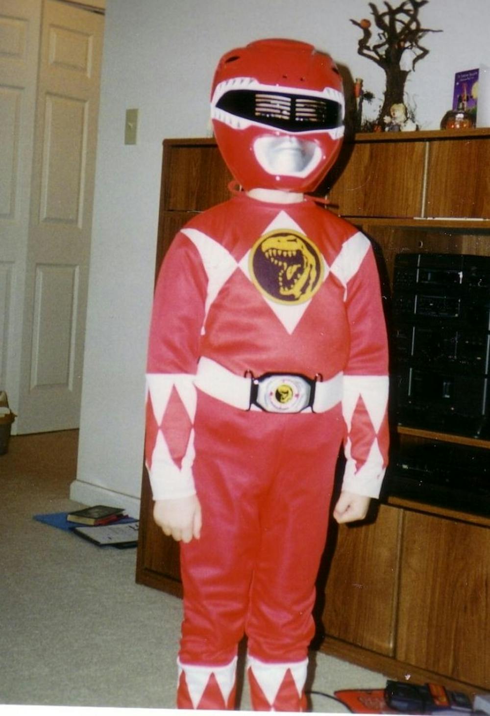 Andrew as the red Power Ranger.