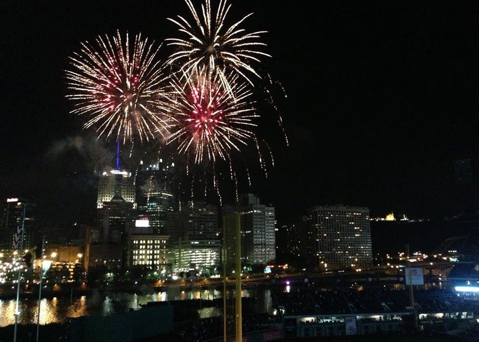 	The Pittsburgh skyline at night.