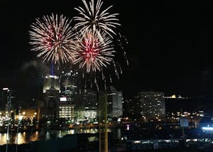 	The Pittsburgh skyline at night.