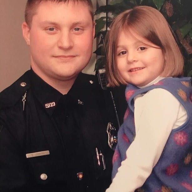 Savanah Jordan with her father, slain Westerville officer Eric Joering