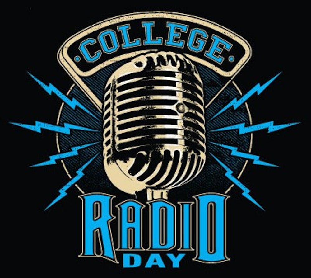 <p>6th annual College Radio Day logo in blue</p>