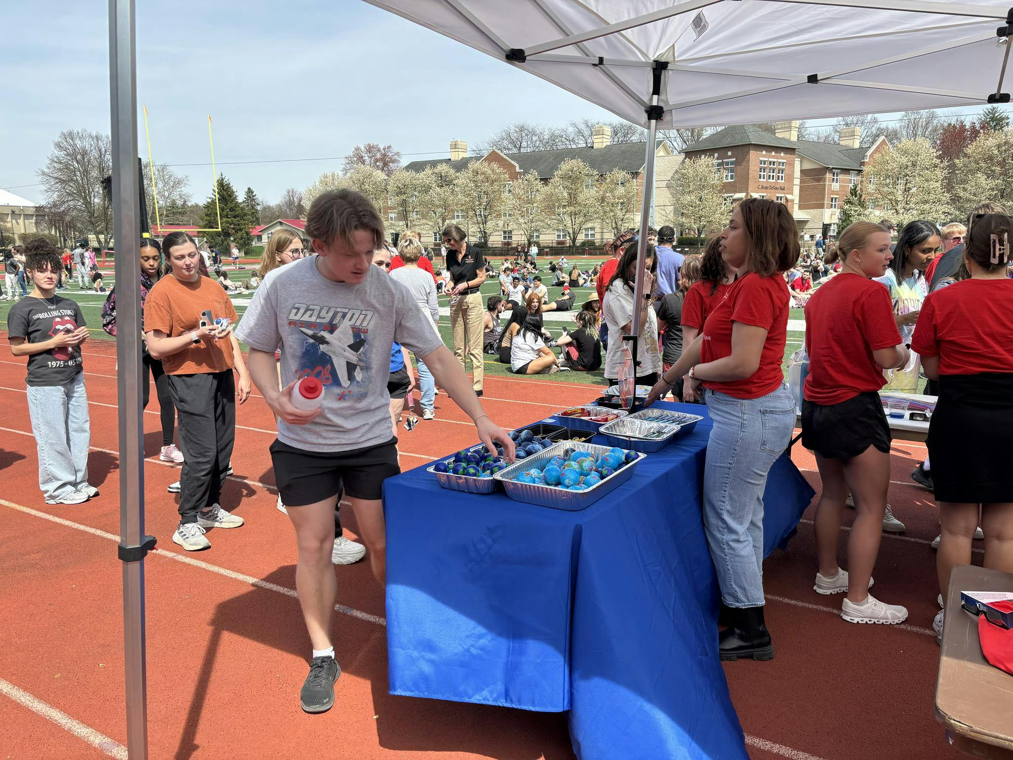 Students Win Prizes at the Eclipse Totality Party after Spinning the “Wheel of Fun” 