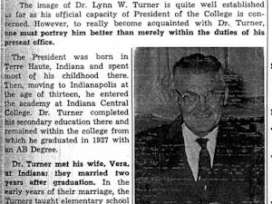 Lynn W. Turner was president of Otterbein from 1958 to 1971. The T&C did a profile of him during the second week of classes in the fall of 1963.