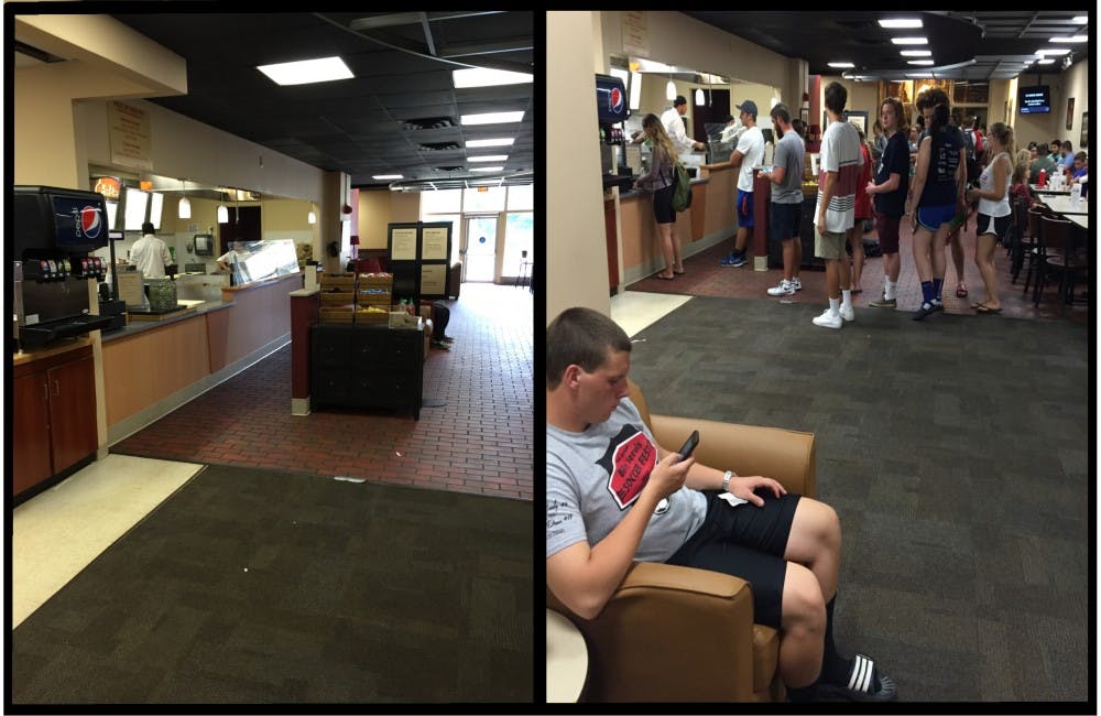 The Otter Den before and during the dinner rush.