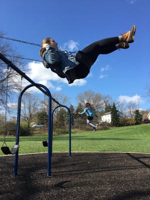Anna Ehret swings at Alum Creek Park
