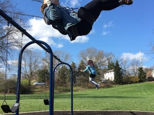Anna Ehret swings at Alum Creek Park