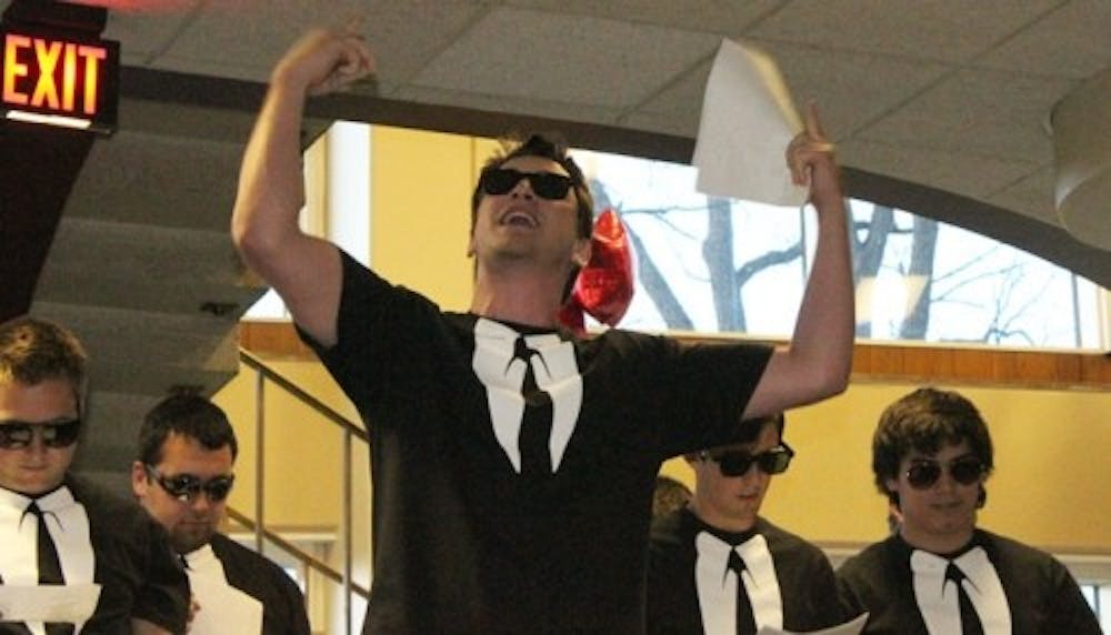 <p>Students of Greek life perform in the Campus Center on harmony night, which this week will take place on Wednesday from 7 to 10 p.m.</p>
