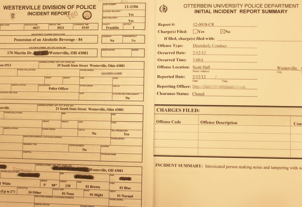 	<p>The picture shows the difference between the Westerville Division of Police reports and the Otterbein Police Department reports.</p>
