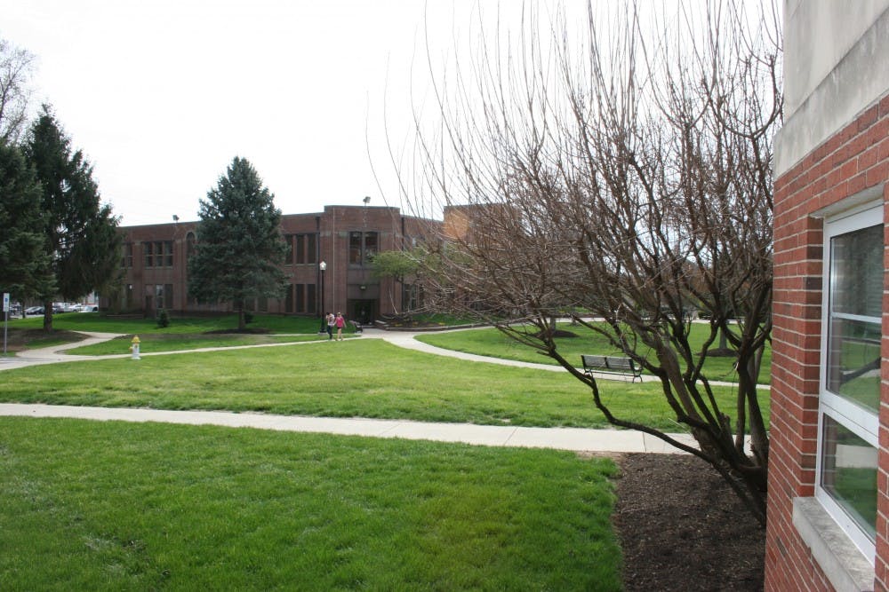 	The tree for Kyle Miller’s memorial will be planted in this area between Towers and Battelle at the service on April 23. A diseased ash tree was removed last year. 